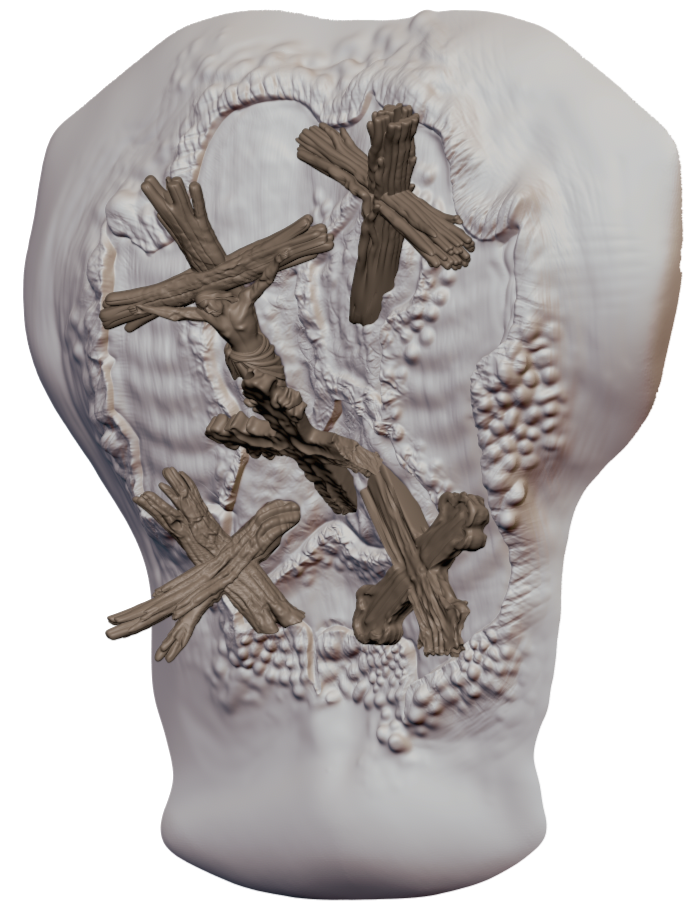 Scorched back W/ Stabbed Crosses